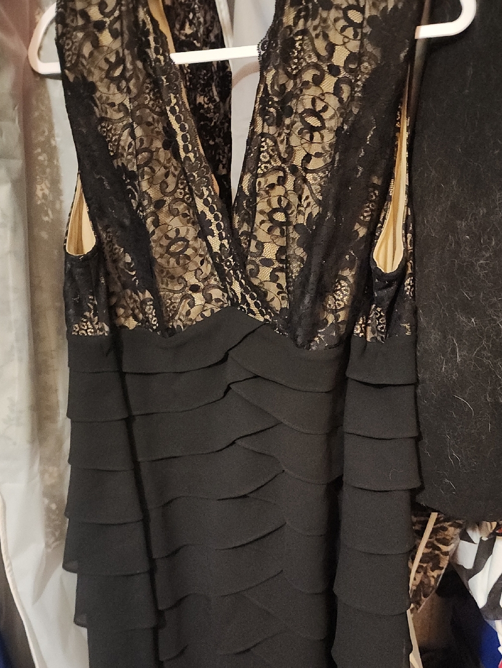 Dress Barn Black Lace & Tiered Midi Dress
